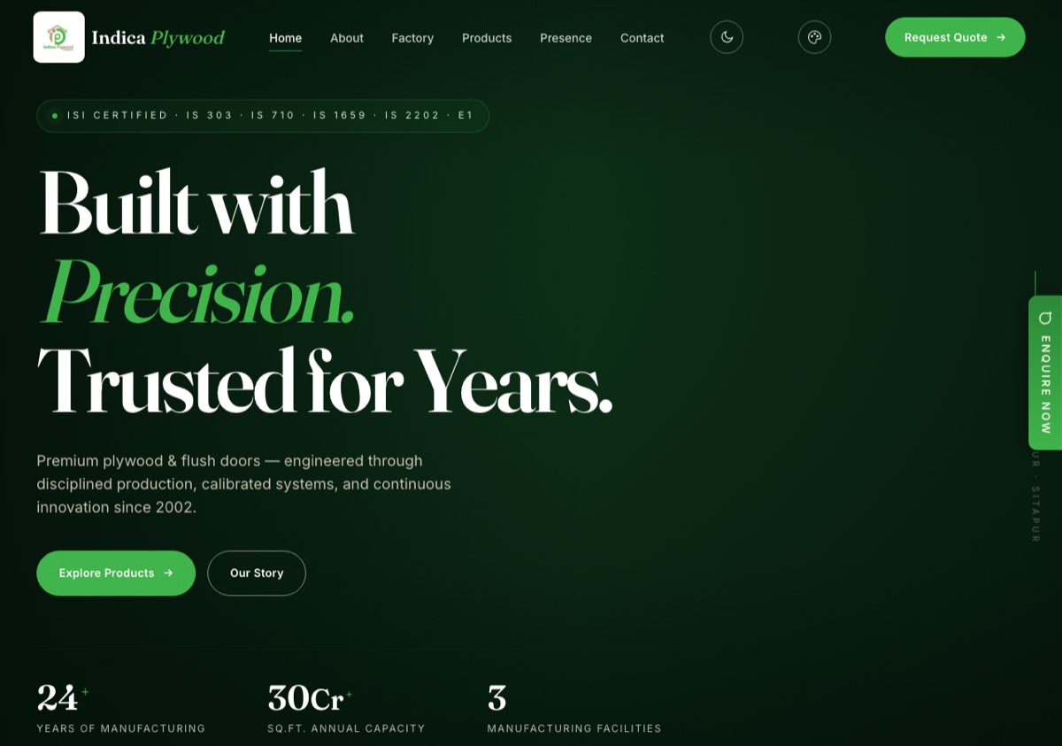 Indica Plywood — website preview